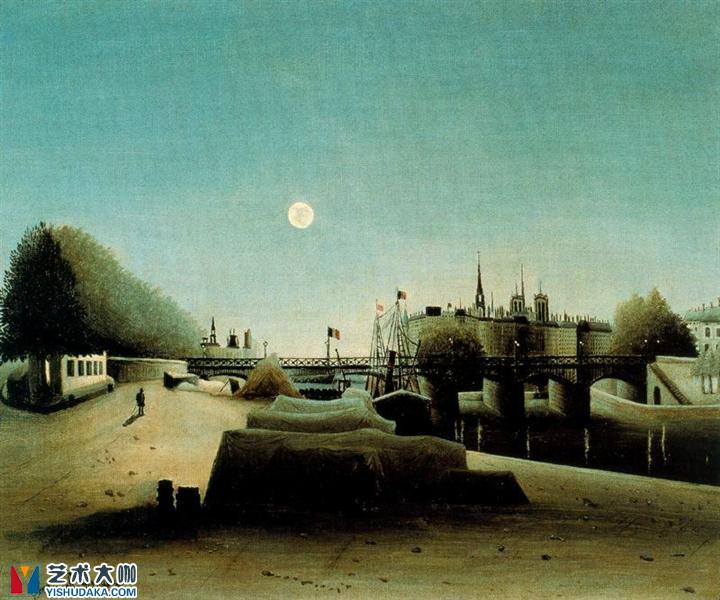 a view of the ile saint louis from port saint nicolas evening-oil painting