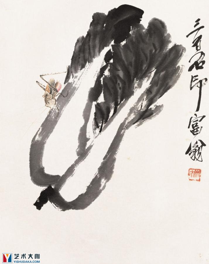 Rich man, cabbage, grass and insect-chinese painting
