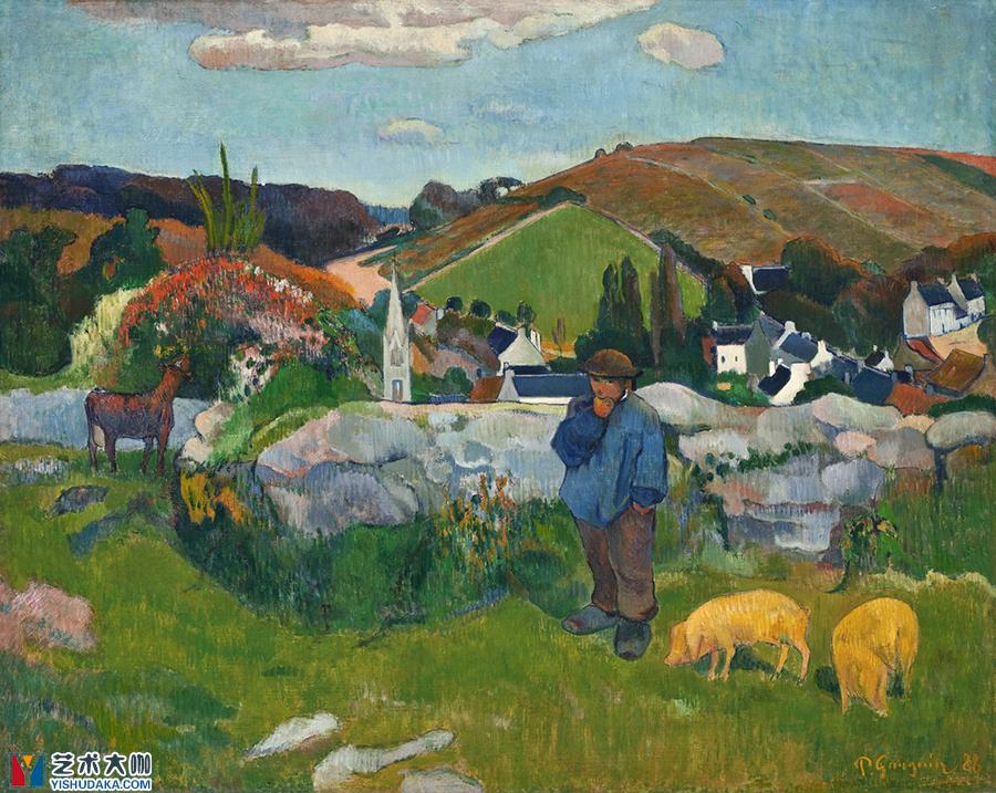 The Swineherd, Brittany-oil painting