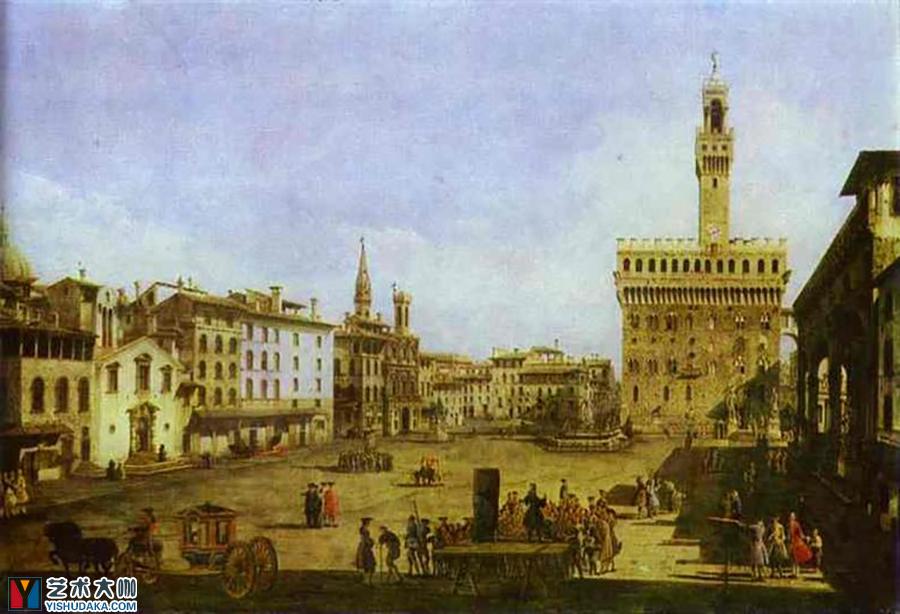 signoria square in florence-oil painting