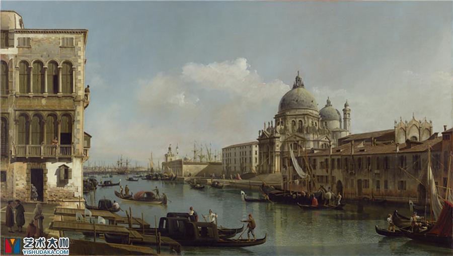 view of the grand canal and the dogana-oil painting