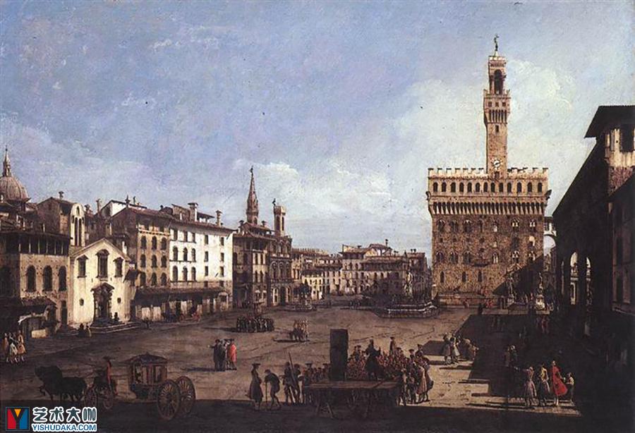 the piazza della signoria in florence-oil painting