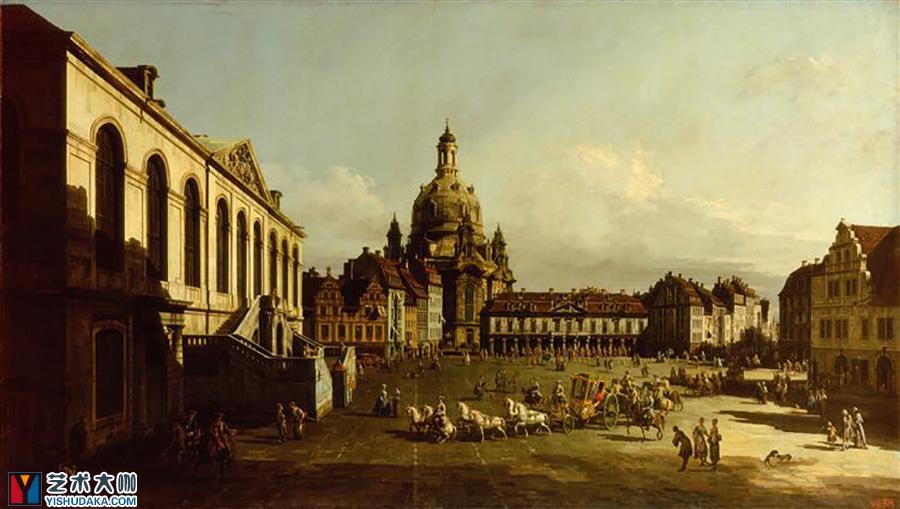 the neuer marktplatz in dresden-oil painting