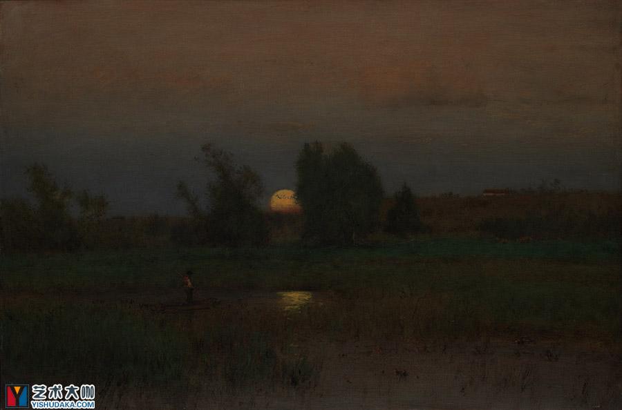 Moonrise, oil on canvas-oil painting