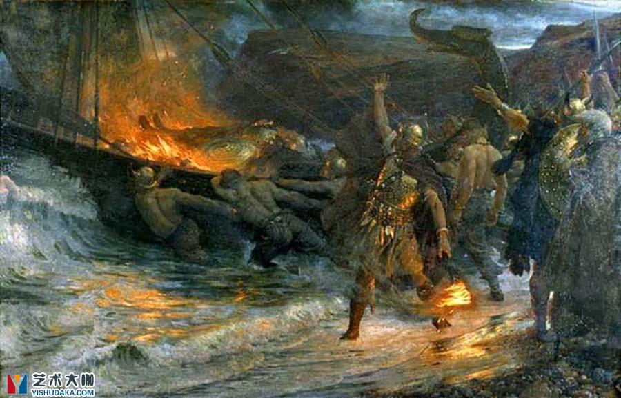 Funeral of a Viking-oil painting