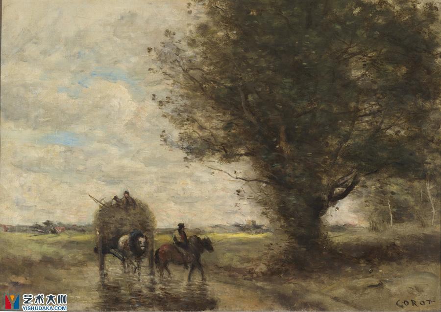 Cart with hay-oil painting