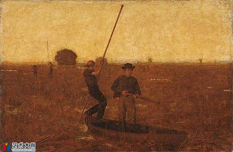The Artist and His Father Hunting Reed Birds-oil painting