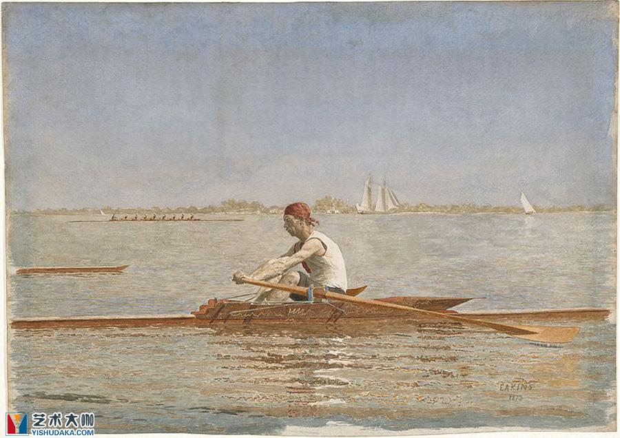 John Biglin in a Single Scull by Thomas Eakins-oil painting