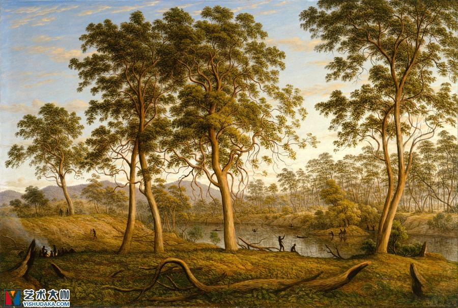 natives on the ouse river van diemen s land-oil painting