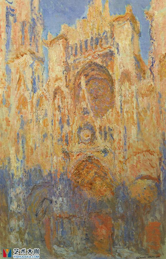 Rouen Cathedral at sunset-oil painting