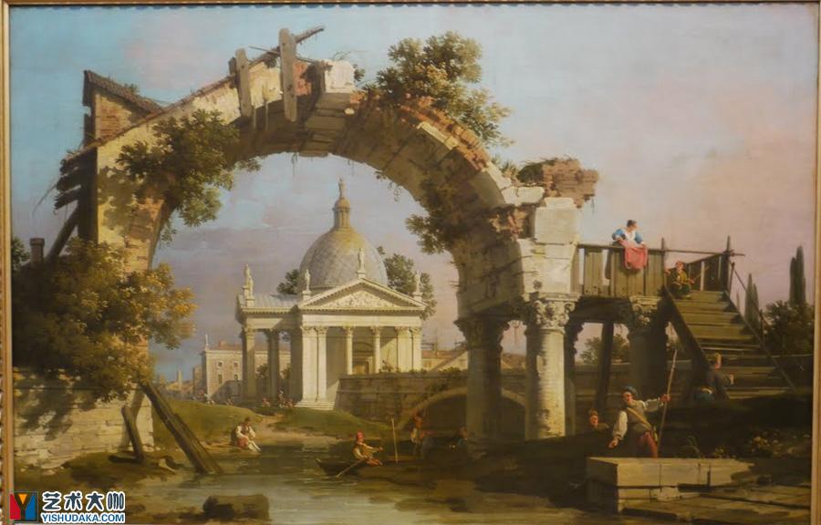 Landscape with a Villa seen through a ruined Arch-oil painting