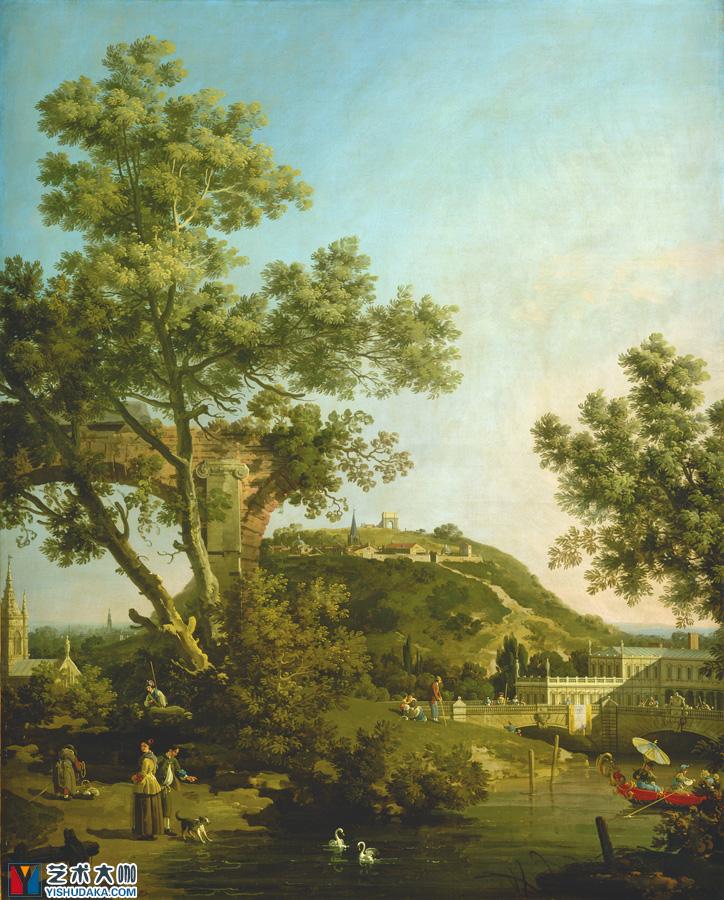Landscape Capriccio with a Palace -oil painting