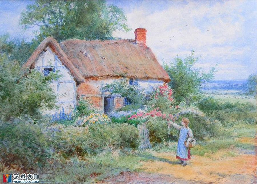 A Bedfordshire Cottage -watercolor painting