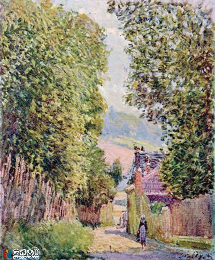Street in Louveciennes, Sunlight-oil painting