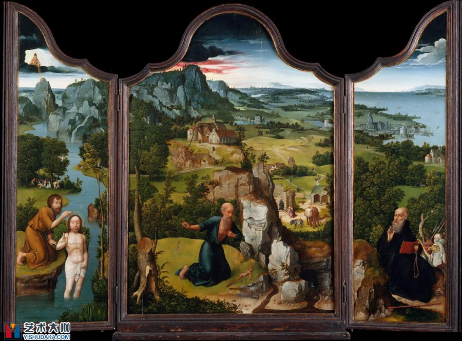 The Penitence of Saint Jerome,  triptych, oil on wood-oil painting