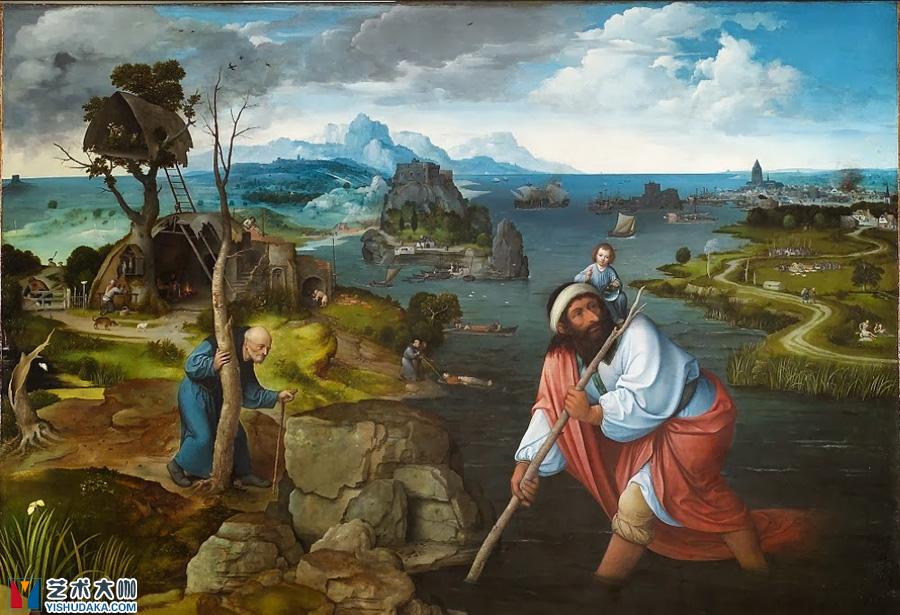 Landscape with Saint Christopher-oil painting