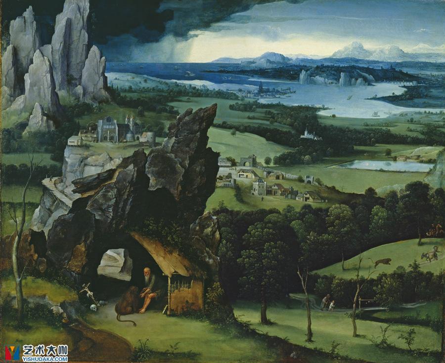 Landscape with St Jerome -oil painting