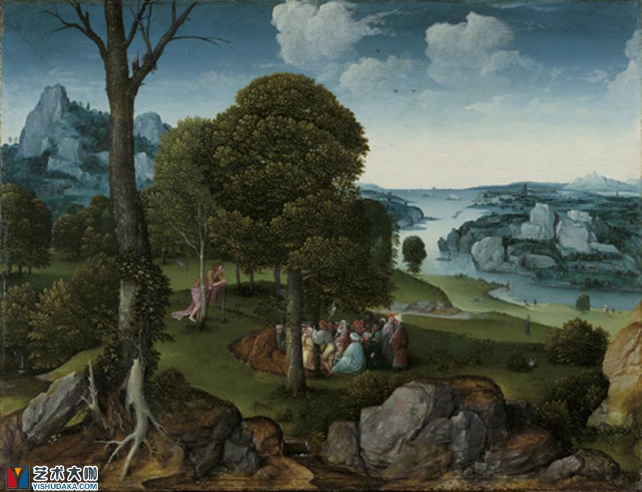 Landscape with St John the Baptist Preaching-oil painting