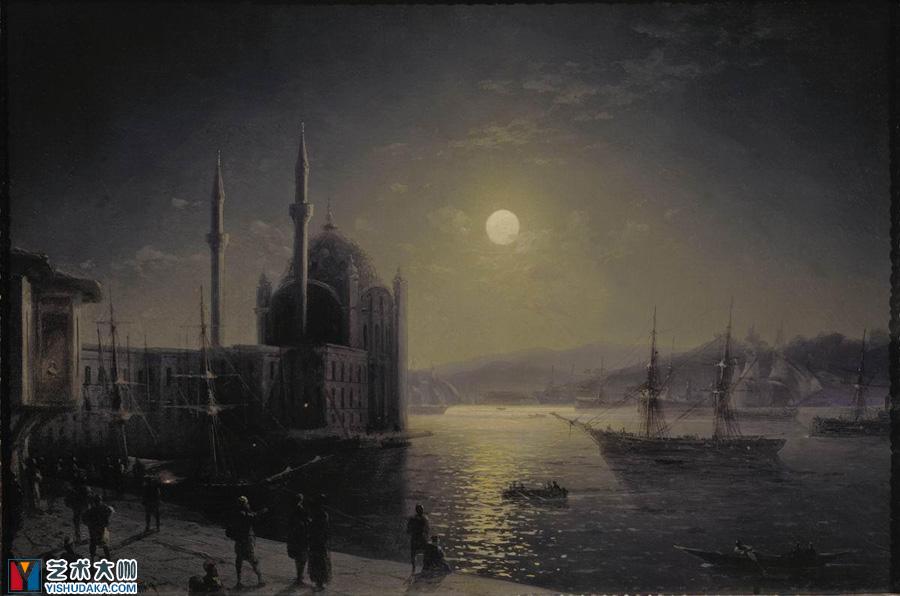 A Moonlit Night on the Bosphorus-oil painting