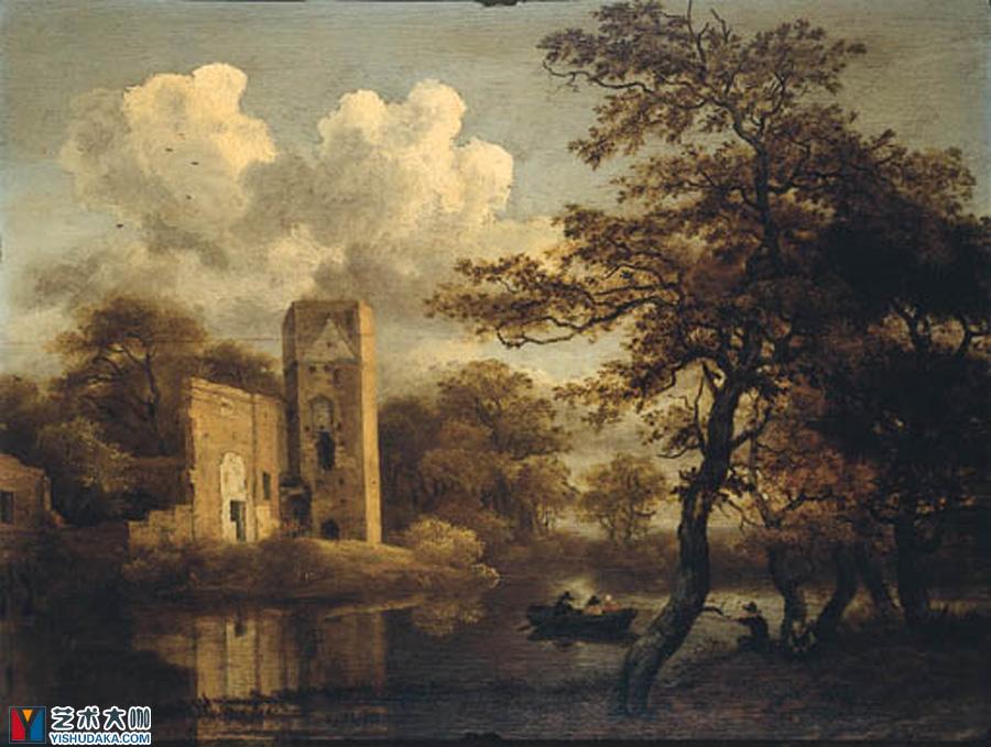 Landscape with a Ruined Castle - Brederode-oil painting
