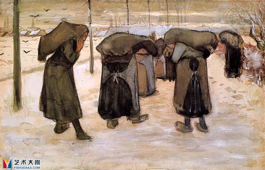 Woman Miners Carrying Coal-oil painting