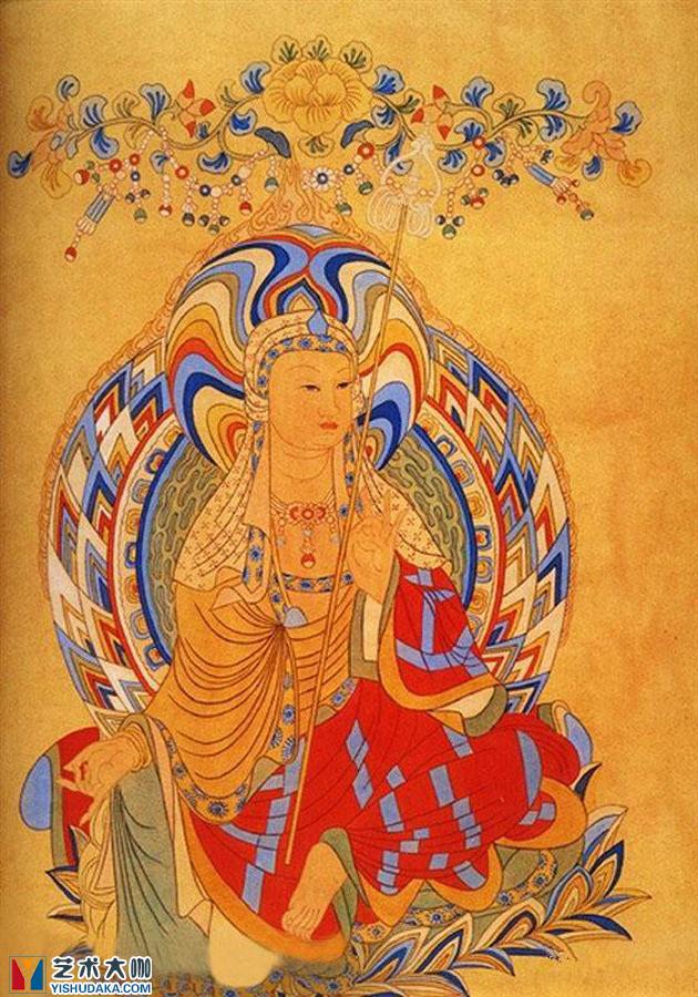 Bodhisattva statue of the Tibetan king in the heyday of Tang Dynasty-chinese painting