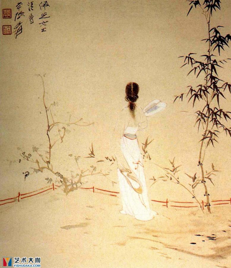 A picture of a lady fan-chinese painting