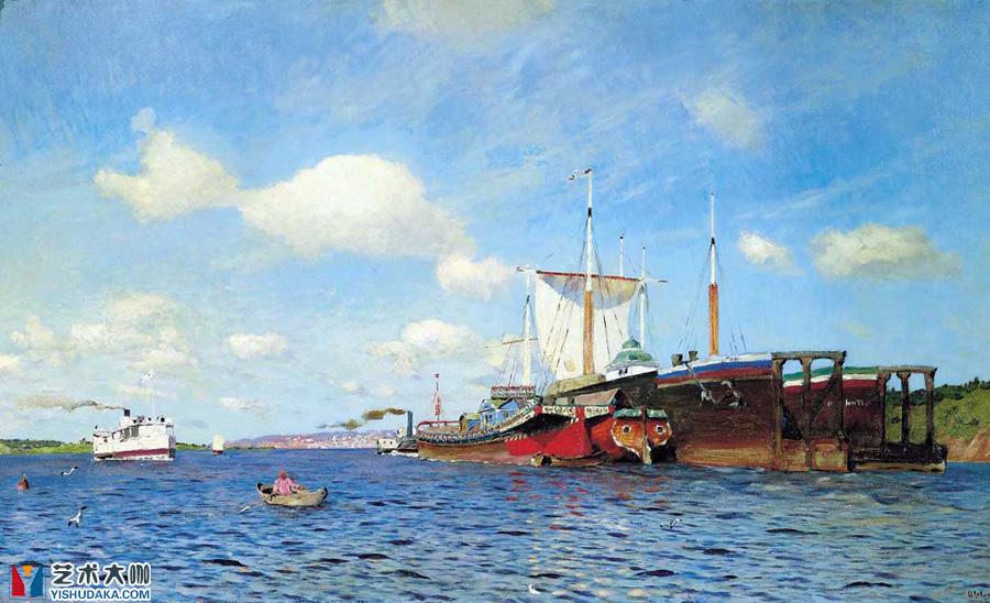 Breathe the fresh wind, the Volga River-oil painting