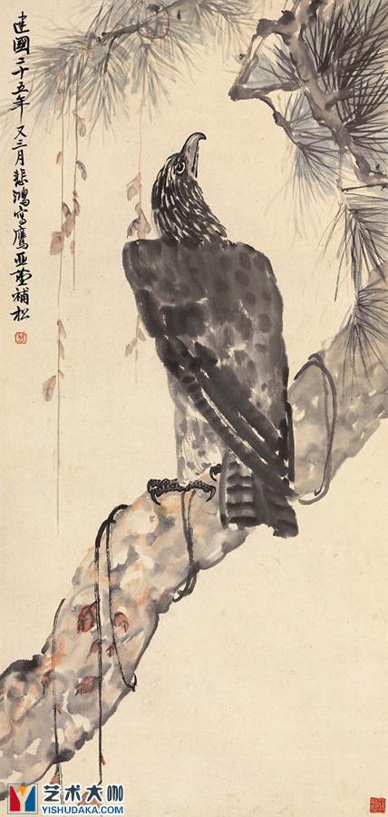 Eagle-Pine Eagle Illustration-chinese painting