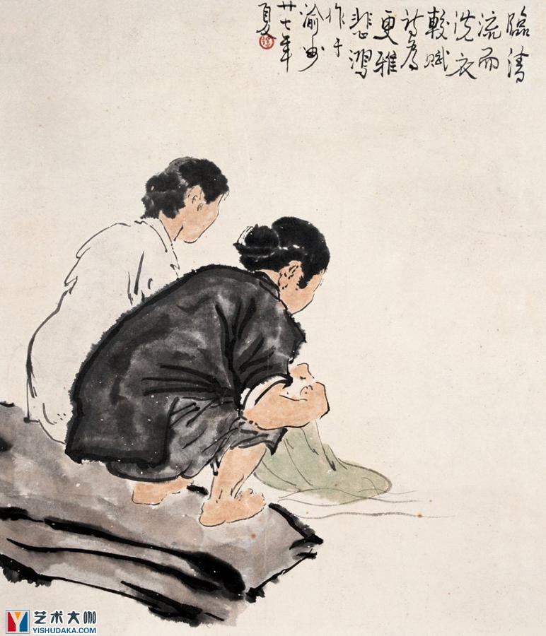Laundry women-chinese painting