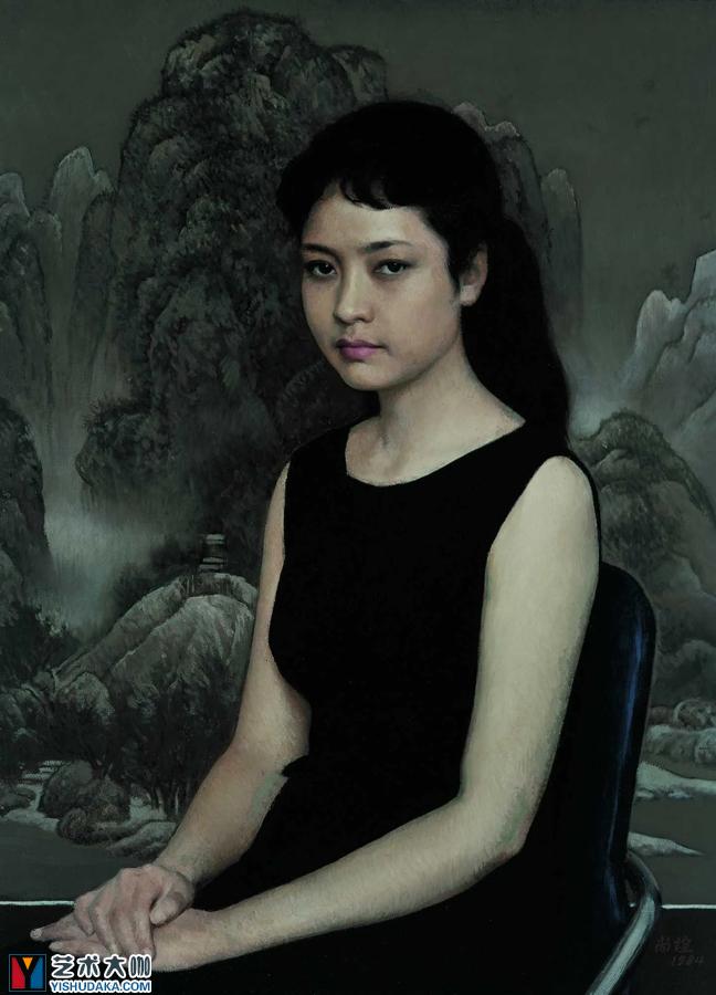Young Female Singer-Portrait of Young Female Singer Peng Liyuan-oil painting