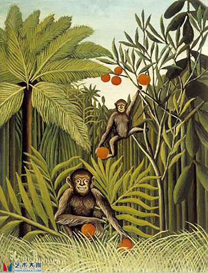 the monkeys in the jungle-oil painting