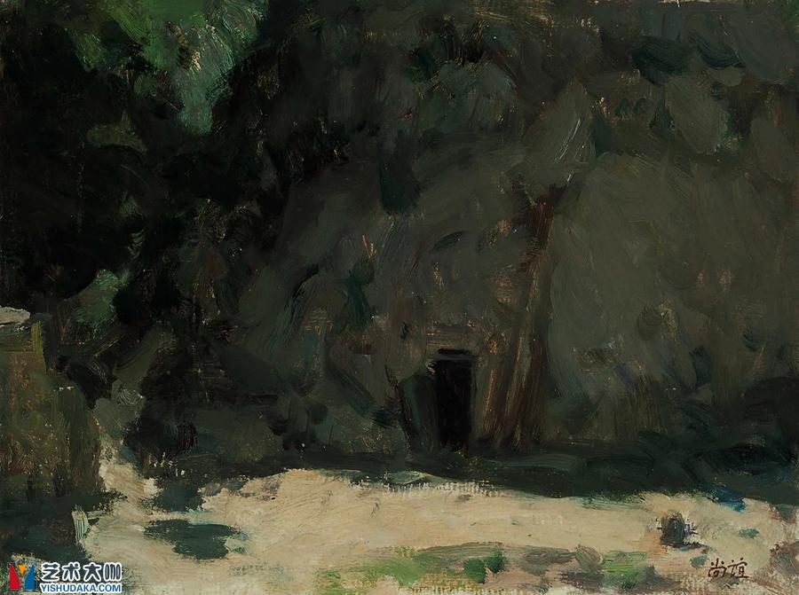 Cave dwellings in Northern Shaanxi-oil painting