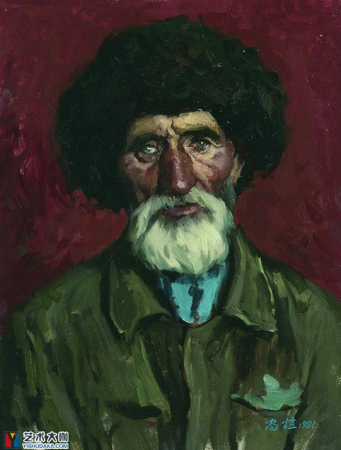 Tajik Xinjiang elderly-oil painting