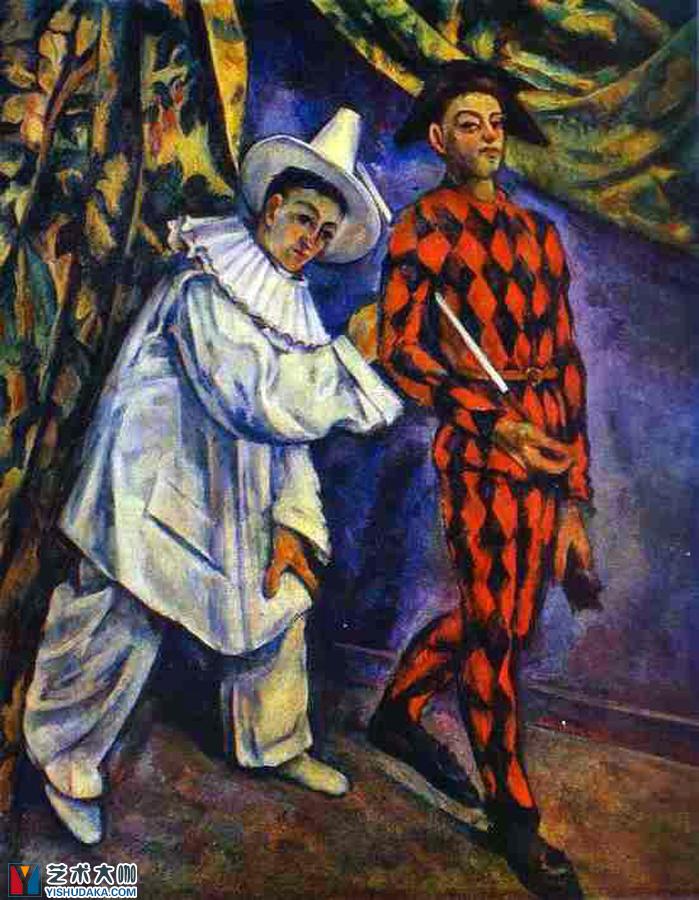 Pierrot and Harlequin-oil painting