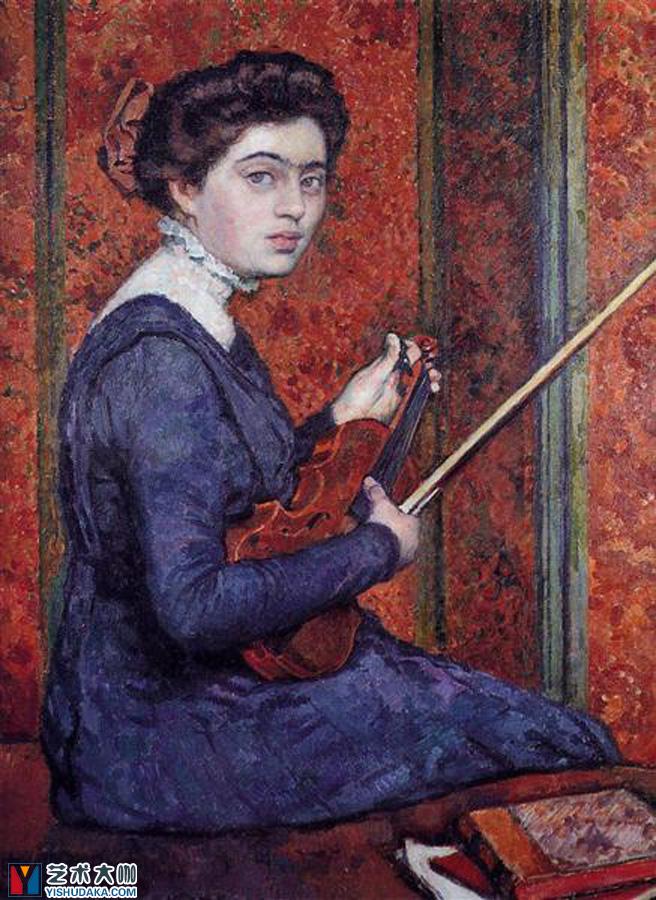 Woman with Violin (Portrait of Rene Druet)-oil painting