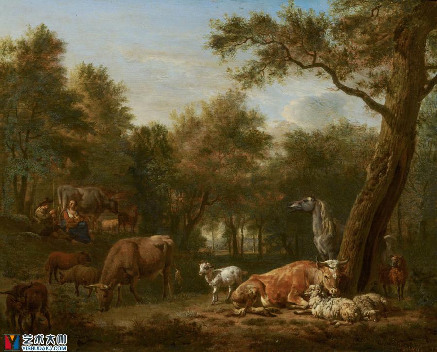 Wooded Landscape with Cattle-oil painting