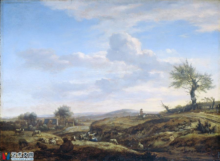 Heuvelachtig landschap met hoge weg-oil painting