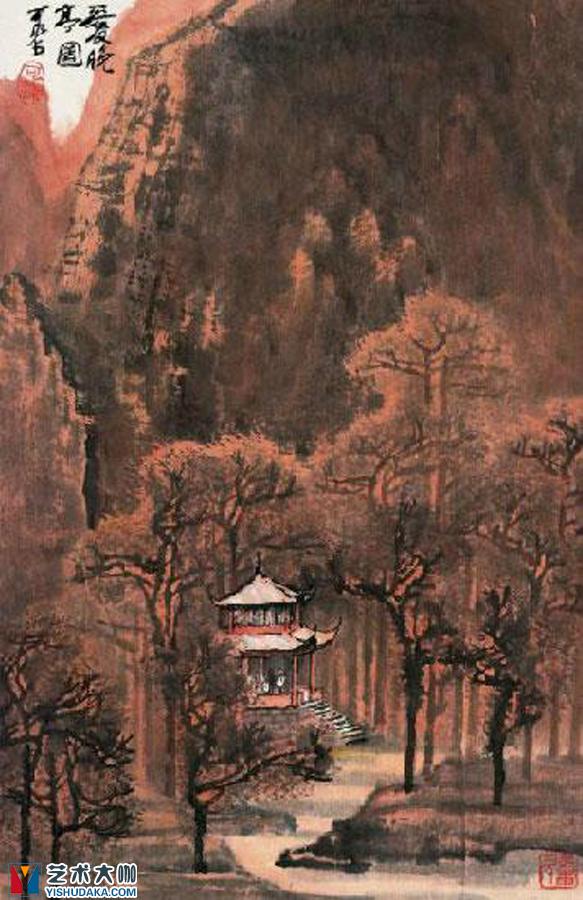 Love evening Pavilion-chinese painting