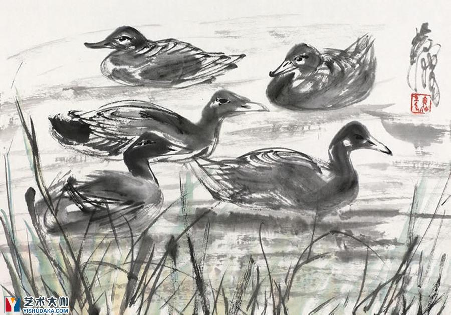 Ducks in the pond-chinese painting