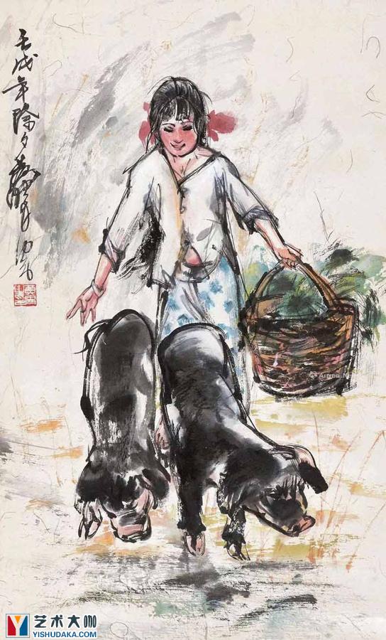 Catch the pig-chinese painting