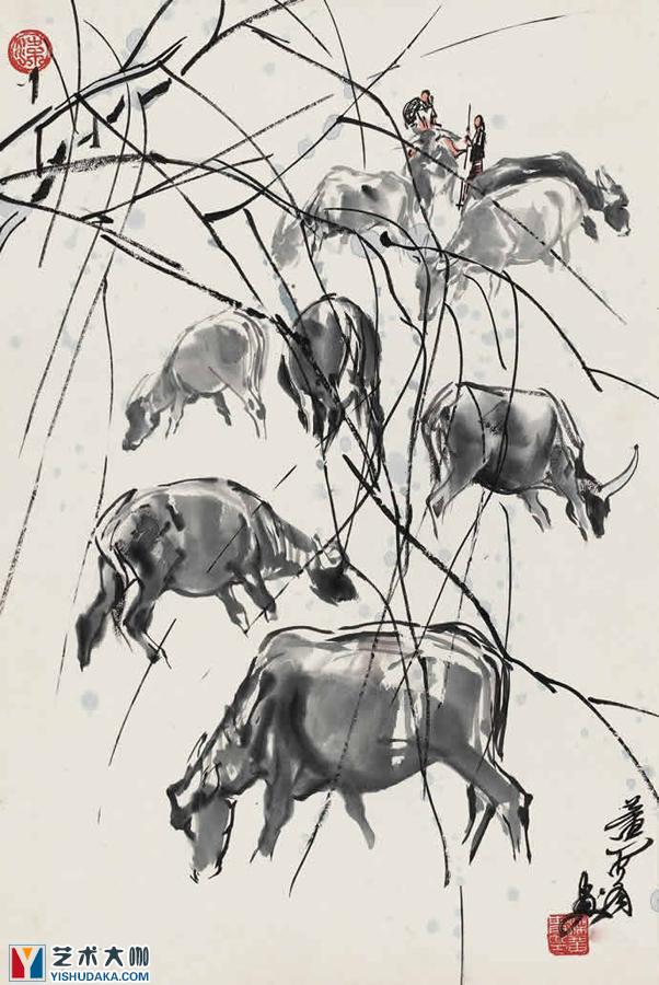 Nine Bulls-chinese painting