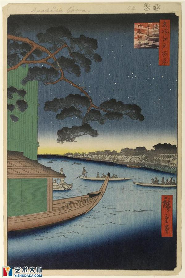 the pine of success and oumayagashi on the asakusa river-prints