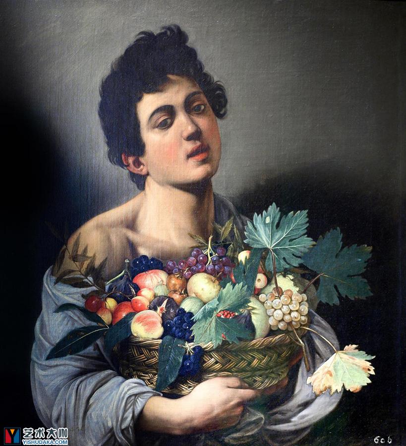 boy with a basket of fruit-oil painting