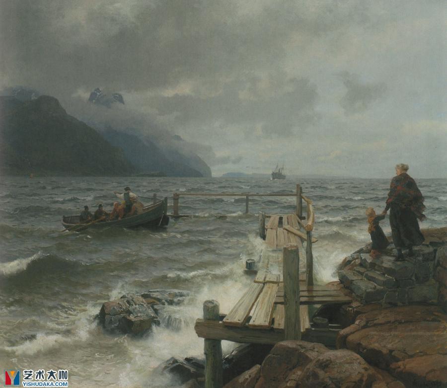 frisk bris ved den norske kyst-oil painting