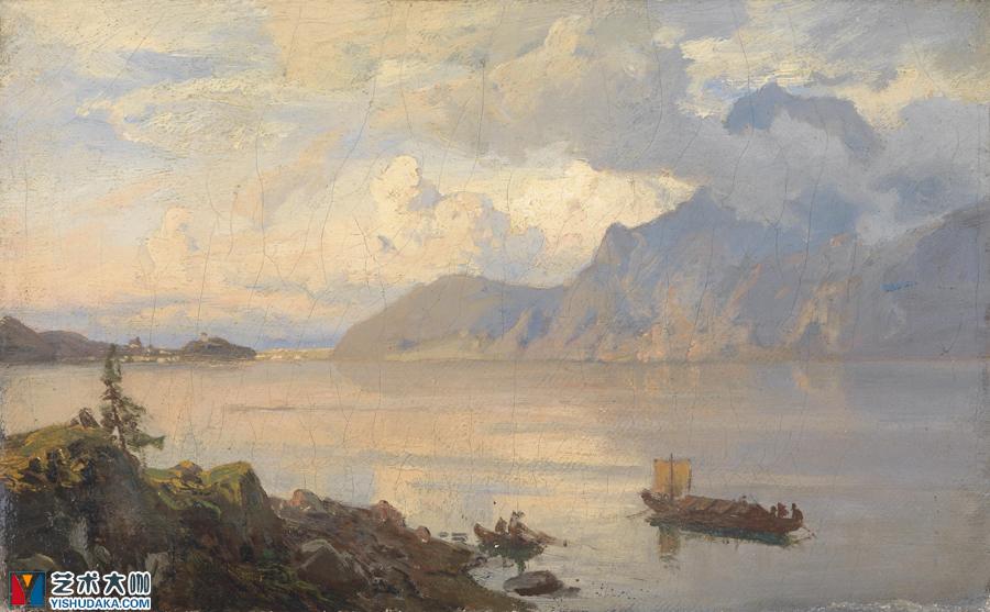 hans frederik gude traunsee-oil painting