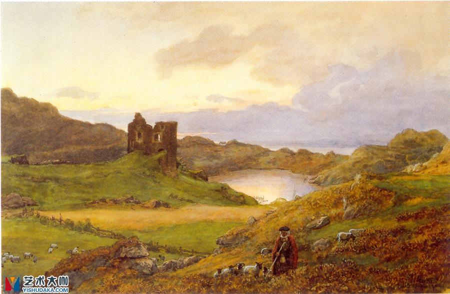 landscape at tarbert castle scotland-oil painting