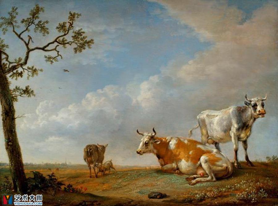 Animals Resting in the Pasture-oil painting
