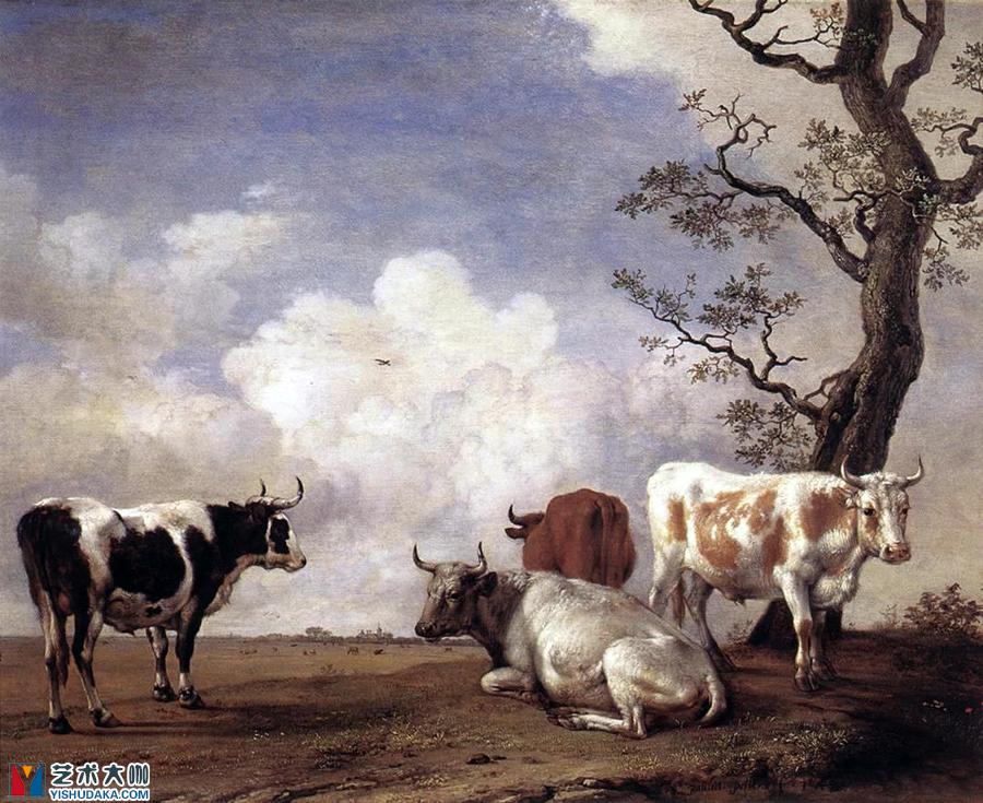 Four Bulls-oil painting