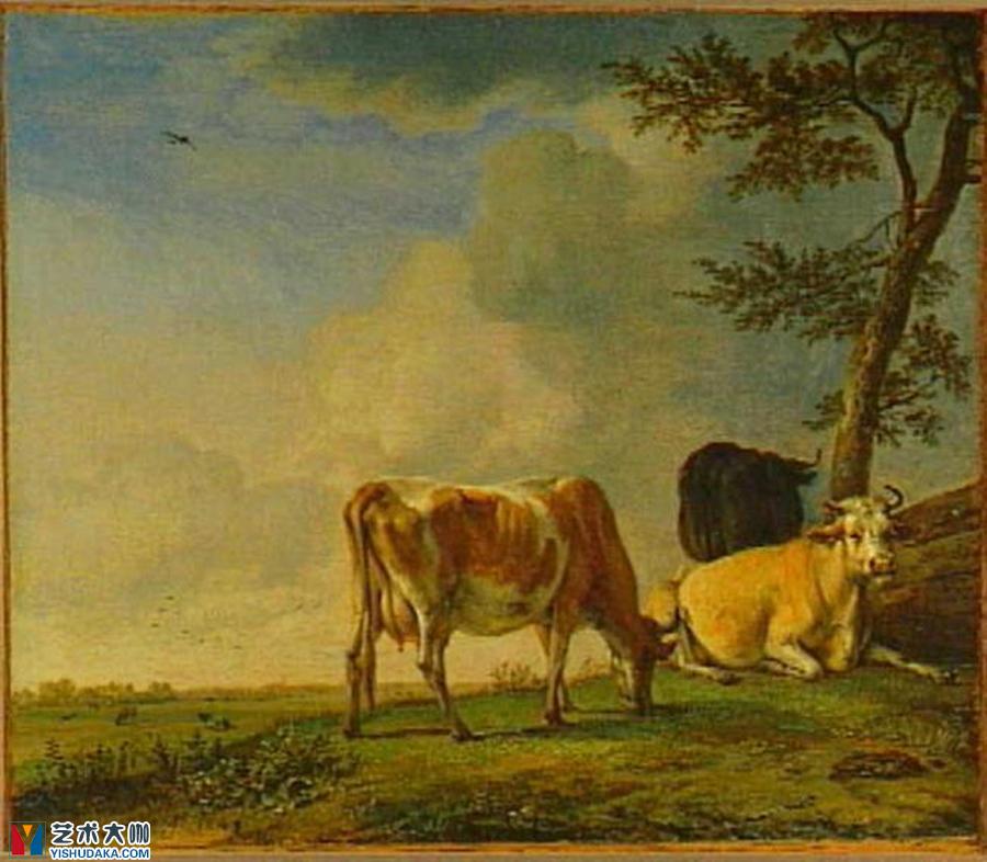 Three Cows in a Meadow-oil painting